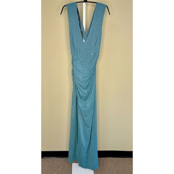 Annarita N NWT Women's V-Neck Sleeveless Maxi Dress in Teal Size IT 46/US 10 - Picture 4 of 8